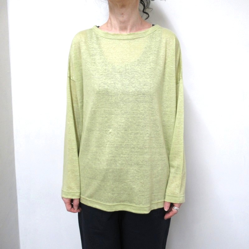 DAYS  リネン100％ボートネックプルオーバー /ライム62 【日本製】